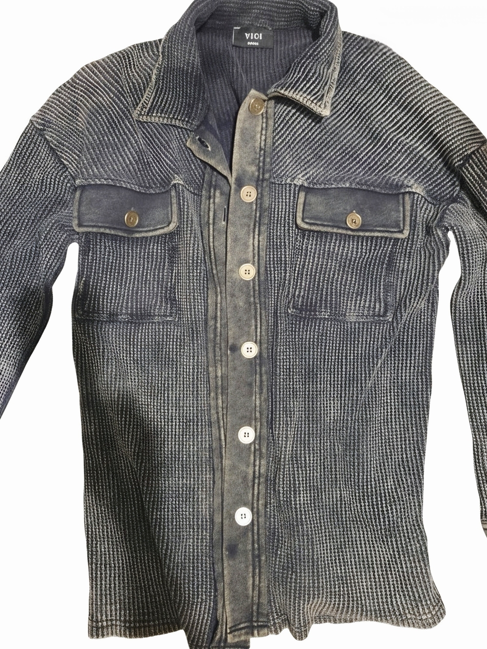 Vici Washed Black Button-Front Knit Shirt Jacket